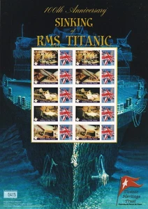 GB 2005 100th Anniversary of Sinking of RMS Titanic Smiler Stamp Sheet MNH - Picture 1 of 1