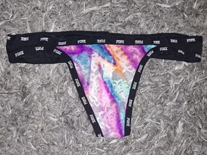 Nuevo Vs Rosa Estilo Antiguo Malla Acanalada Logo Tanga Panty Pequeño Neón Tinte - Imagen 1 de 3