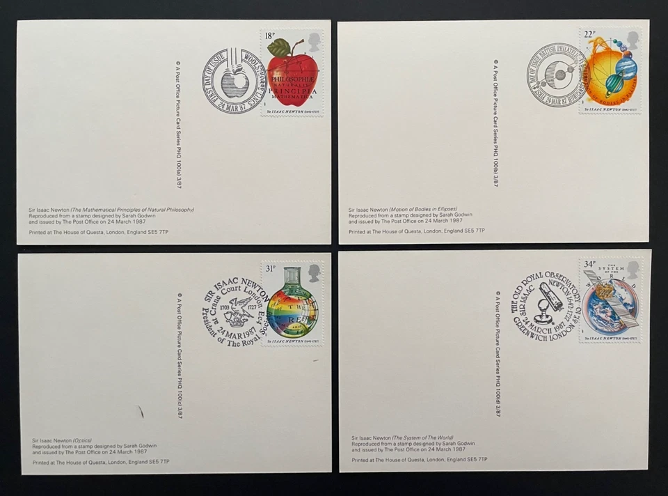 Tarjetas PHQ Sir Isaac Newton 1987. IED a la parte trasera. Sin dirección con varios SHS Foto 1 de 1