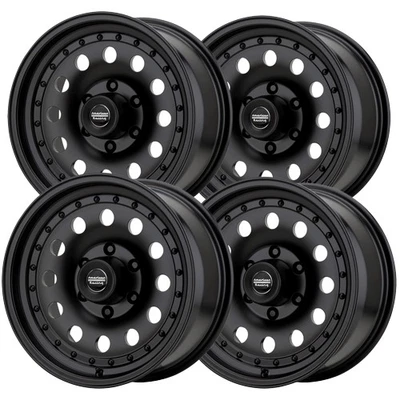 (4) American Racing AR62 Outlaw II 15x7 5x4.75" +50mm Black Wheels Rims 15" Inch Foto 1 de 4