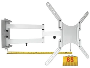 TV Wandhalterung Wandhalter bis 65 Zoll neigbar schwenkbar VESA 200 400 weiß - Picture 1 of 7