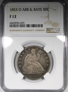 1853-O Seated Half Dollar Arrows and Rays NGC F12 Circulated - Picture 1 of 4