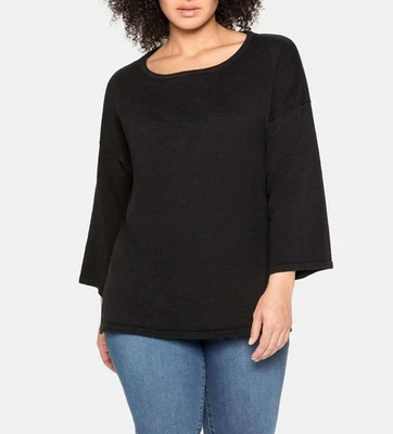 Sheego Damen Pullover Oberteil Langarm Rundhals schwarz NEU
