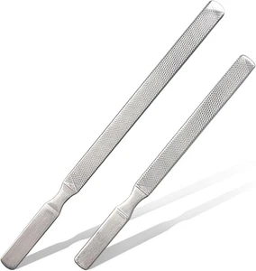 Paquete de 2 limas de uñas de acero inoxidable para dedos de los pies, diseño de 4 caras para uñas gruesas, plateadas - Imagen 1 de 7