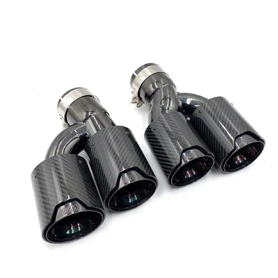 1 Pair Dual Exhaust Tip Carbon Fiber M Tailpipe For BMW 525i 528i 530i G30 G31 - Image 1 of 4