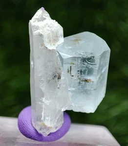 18-CT Columbite included Aquamarine Gemmy Crystal with DT Quartz - Afghanistan - Picture 1 of 6