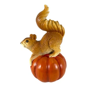 Harvest Squirrel Standing on Pumpkin Fall Figurine 4.9 Inch - Picture 1 of 7