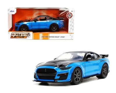Jada 1:24 Big Time Muscle 2020 Ford Mustang Shelby GT500 Blue Diecast Car 33881 - Image 1 of 2