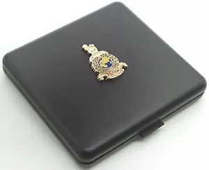 Estuche para cigarrillos ROYAL MARINES revestido de oro 24k emblema calidad doble estuche negro - Imagen 1 de 2