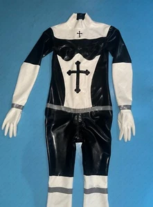 1396 Látex Goma Cosplay Monja Catsuit Body Guantes Personalizados 0.4mm - Imagen 1 de 8