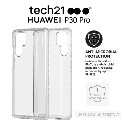 For (Huawei P30 PRO) Official Genuine Original Tech21 Evo Clear Case Slim Cover - Image 1 of 4
