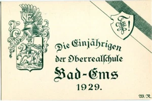 Studentika-AK BAD EMS 1929 Die Einjährigen der Oberrealschule - Picture 1 of 1