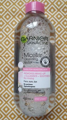Garnier Micellar Cleansing Water Makeup Remover Cleanser Sensitive Skin 400ml - Image 1 of 3
