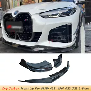 Real Carbon Fiber Front Bumper Lip For BMW 4 Series G22 G23 M440i SQ Sty 2020up - Picture 1 of 8