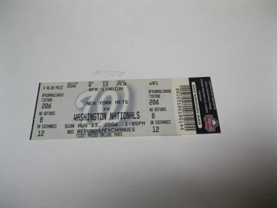 Aug 13, 2006 NY Mets vs Nationals Ticket - Image 1 of 2