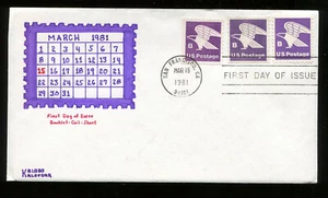 #1818,1819,1820 18c "B" & Eagle Combo FDC Kribbs cachet dipinto a mano FD6604 - Foto 1 di 2