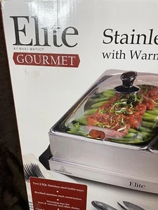 Elite Edelstahl Buffet Servierer mit Warming Tablett Neu im Karton 2 2,5 qt Server - Bild 1 von 7
