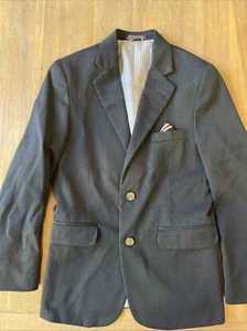 Tommy Hilfiger Boys 10 Navy Blazer 2 Button, Pocket Square, Lined - Picture 1 of 8