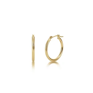 14K Gold Hoop Earrings 2mm width High Polish Finish White or Yellow Gold - Bild 1 von 18