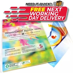 Evergreen Goods 20 Sheets A4 | Glossy Transparent Vinyl Clear Printable Sticker - Picture 1 of 7