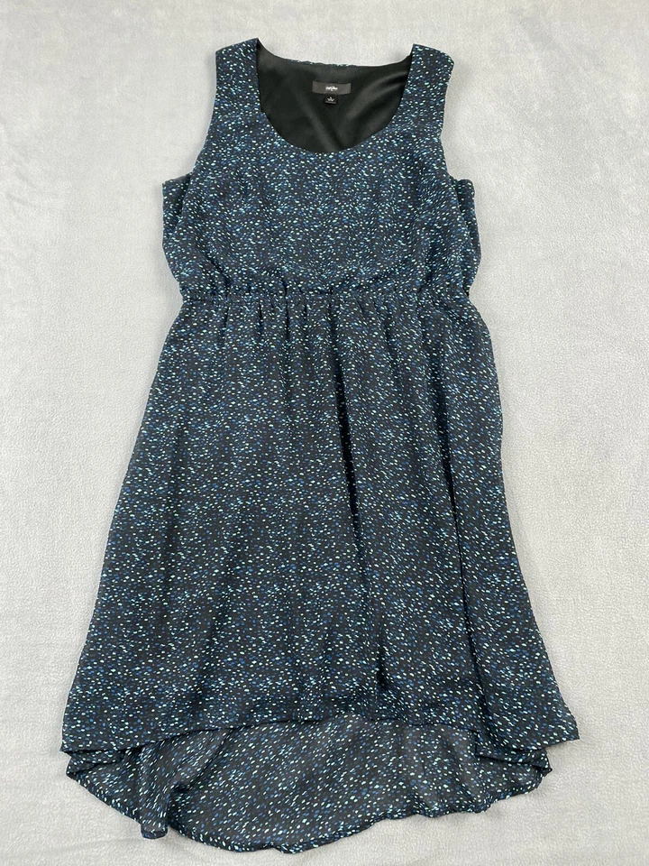 Vestido Mossimo para mujer L alto bajo sin mangas negro verde lunares  Foto 1 de 4