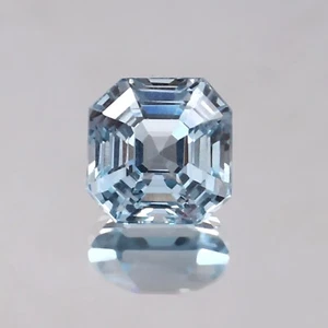 AAA 4.95Ct Natural Flawless Sky Blue Aquamarine Loose Asscher Cut Gemstone 9x9MM - Picture 1 of 4