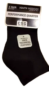 Champs Performance Youth Medium 3 Pair In Black Socks New! Free Shipping... - Picture 1 of 4