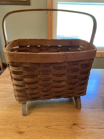 Vintage Footed Basket With Handle Cover