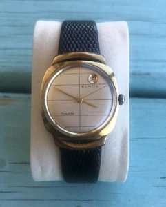 Rare Vintage FORTIS TRUE LINE AUTOMATIC SWISS Mens Watch With Leather Band GC - Picture 1 of 9