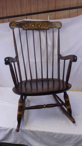 Vintage Nichols & Stone Wooden Stenciled Hitchcock Windsor Rocking Chair Cover