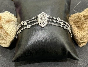 14Kt White Gold Vintage Estate Diamond Bracelet 1ctw - Picture 1 of 3