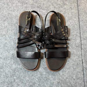 Cole Haan Francie W21146 Womens US 9 B Casual Sandals Black Leather Strappy Flat - Picture 1 of 5