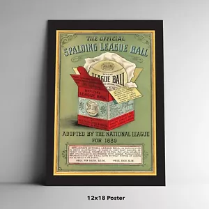 1889 The Official Spalding League Ball Poster / Postcard / Canvas Baseball Print - Picture 1 of 5