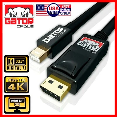 Mini DisplayPort to DisplayPort Cable Mini DP to DP Adapter HD Video 4K 60Hz 6FT - Image 1 of 4
