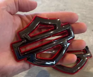 Harley Davidson CVO Style Fuel Tank Emblems metal, not plastic! Black Chrome/Red - Picture 1 of 6