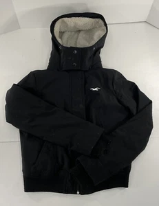 Hollister Womens XS All-Weather Jacket Black Fleece Lined Hooded - Picture 1 of 12