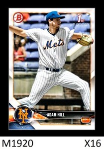 1-2018 BOWMAN DRAFT BASE PAPER ADAM HILL MARINERS CARD#BD-154 QTY