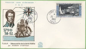 French Antarctic (TAAF/FSAT) 1965 D'urville Discovery of Adelie, First Day Cover - Picture 1 of 1