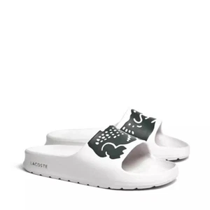 Herren Lacoste Croco 2.0 0721 Schlappen Sandalen-weiß/dunkelgrün, Größe 10 sehr schön! - Bild 1 von 3