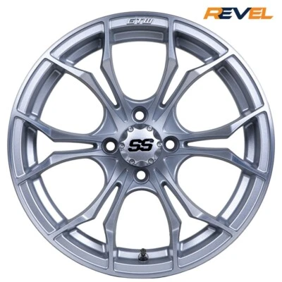 Set of 4, GTW Spyder 15" Matte Silver & Machined Golf Cart Wheels, 15x7, ET -.25 Foto 1 de 4