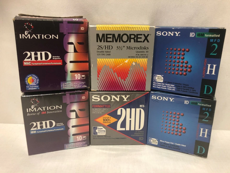 Sony 3.5 Inch Micro Floppy Disks Discs 3m Double Density 2 Boxes