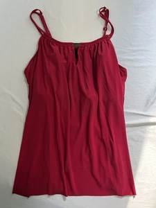 Aqua Green Peep Hole Red Tankini Swim Top Plus Gr. 26 W - Bild 1 von 5