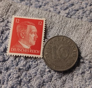 1943 German 10 Pfennig ~ km#101 , WW2 Germany ~ + Stamp - Bild 1 von 12