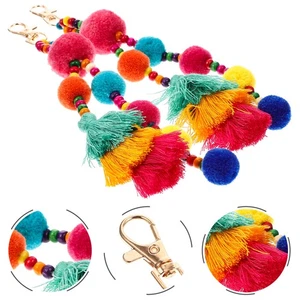 2 Pcs Ciondolo Colorato Con Pallina Di Lana Decorazione Borsa Fascino Sospeso - Photo 1/12