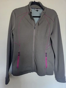 SMARTWOOL PhD Hyfi Gray/Taupe, Pink Contrast Full Zip Jacket Women's Size Large - Picture 1 of 10