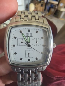 Mens Calvin Hill Tank Silver Tone Link Bracelet Analog Watch - Picture 1 of 5