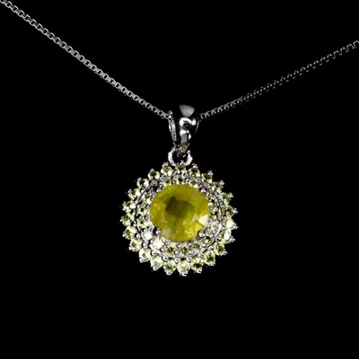 Collar de plata de ley 925 zafiro redondo 6 mm zafiro piedras preciosas joyería 18 pulgadas Foto 1 de 4