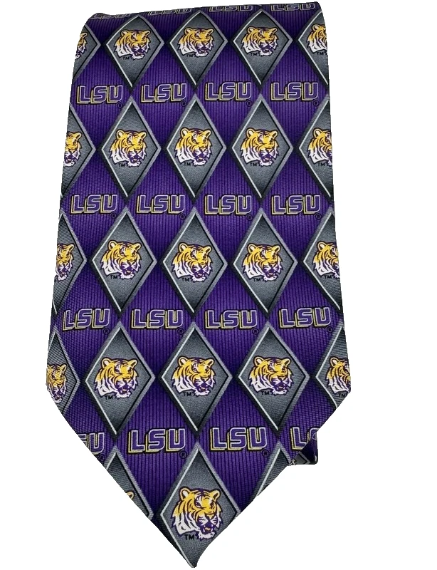 Louisiana State Tigers LSU Necktie Mens 100% Silk Purple Gold Eagle NCAA Tie - Image 1 of 4