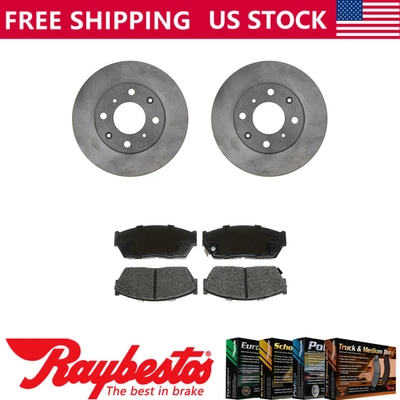 Kit de rotores de freno delanteros + pastillas metálicas y herrajes para Honda Civic 1984-1987 Foto 1 de 4