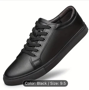 Mens Black Leather Dressy Shoes Sneakers - Bild 1 von 5